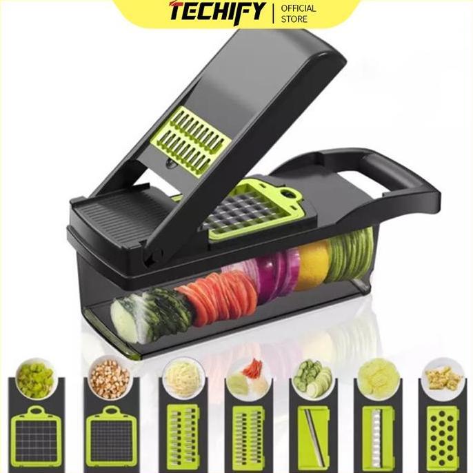Pemotong Sayur Multifungsi 13-in-1 untuk Irisan, Parutan, dan Pemotongan Buah & Sayur - Kitchenware 