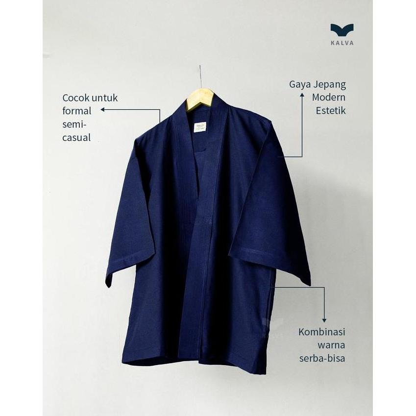 Outer Pria Kimono Noragi Navy Jaket Kimono Kalva Basic Series | Gaya Jepang Kekinian