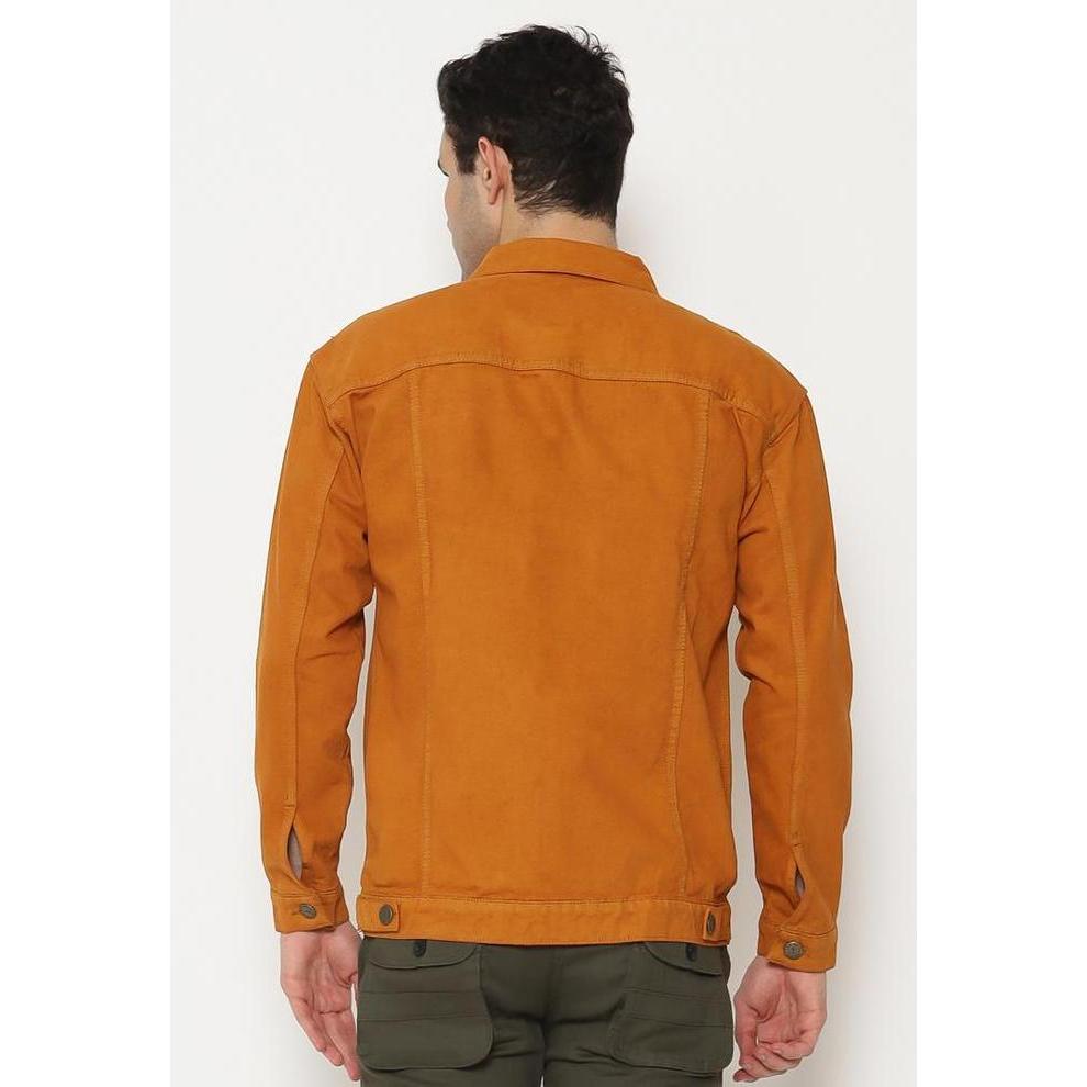 HEMMEH Jaket Denim Jaket Pria Jaket Jeans Coklat Polos