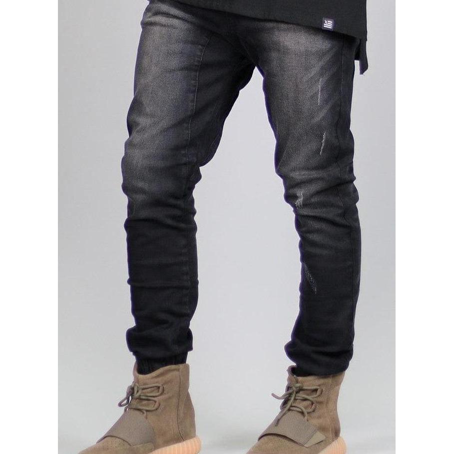 Hyperdenim Black Drop Crotch Denim Jogger Pants Celana Jeans Pria