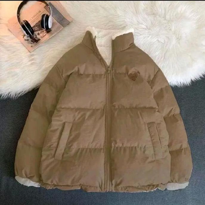 Jacket Bulu/Jacket Winter Tebal/Jacket Bulu Keren/Style Korea Wanita Jaket Bomber Dewasa Panjang