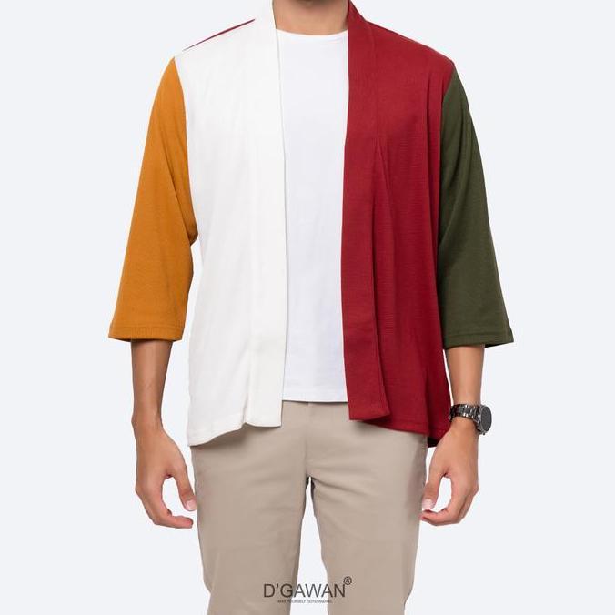 DGAWAN Waffle Outer Kimono Casual Pria Keren Kekinian Multifungsi