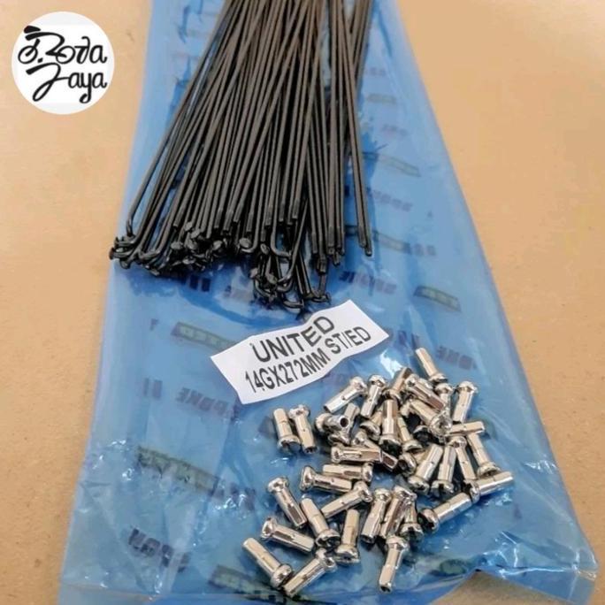 Murah 272 72pc JARI - JARI SPAK STAINLESS UNITED hitam 14G x 272mm buat rims 27.5 72 Non COD