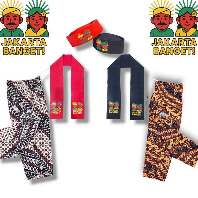 Setelan Baju Sadariah Pangsi, pakaian tradisional khas pria Betawi Celana Batik