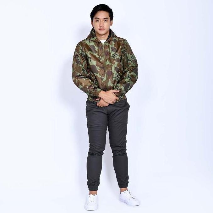 EmoBomber Jacket Army - Jaket Bomber Loreng Army Coklat Muda