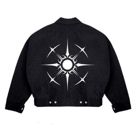 Work Jacket Crop Black Star - Jaket Pria Crop Kasual Unisex- Jaket Crop Pria Wanita Size M L XL XXL