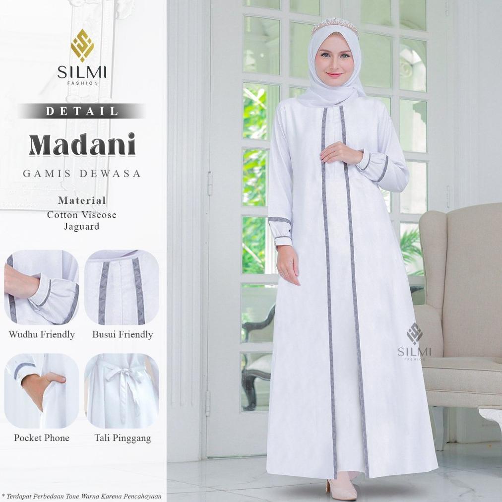 Silmi | Madani Family - Gamis Putih Elegan - Abaya Putih Umroh - Sarimbit Keluarga Couple