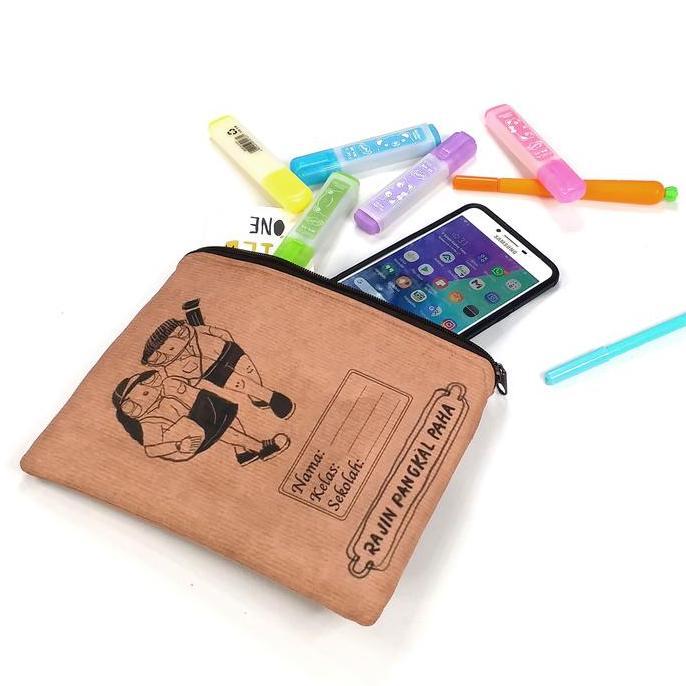 Clutch Mini Shrelo Pouch Busa Flat Bahan Taslan Onde Sampul Buku Jadul Zaman Dulu Vintage Generasi 9