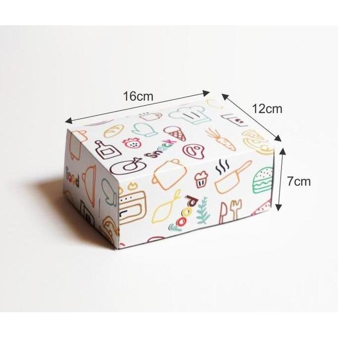 Snack Box Kardus Kue Cake Mini Dus Jajan Box Camilan uk 16 x 12 x 7 Cm