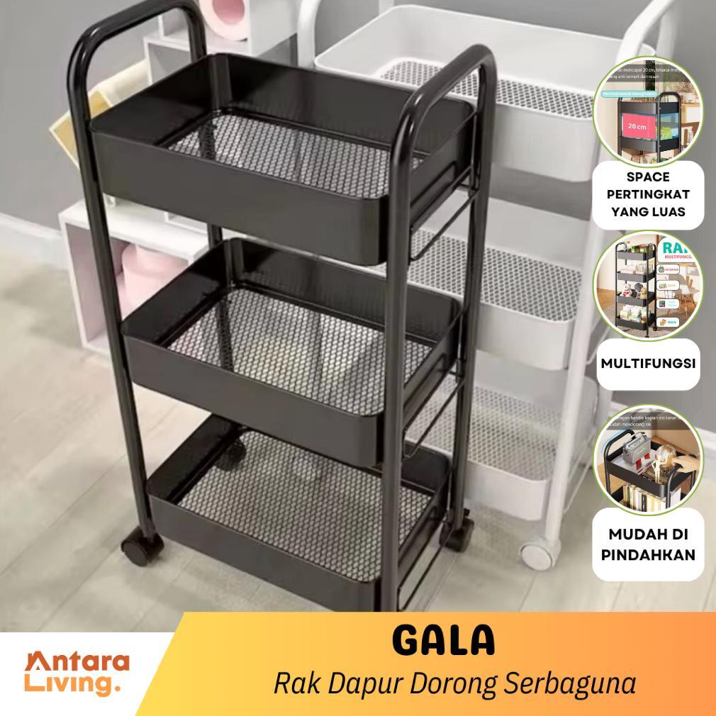 ANTARA - Rak Dapur Dorong Serbaguna Troli Besi 4 Tingkat Rak Susun Besi Multifungsi