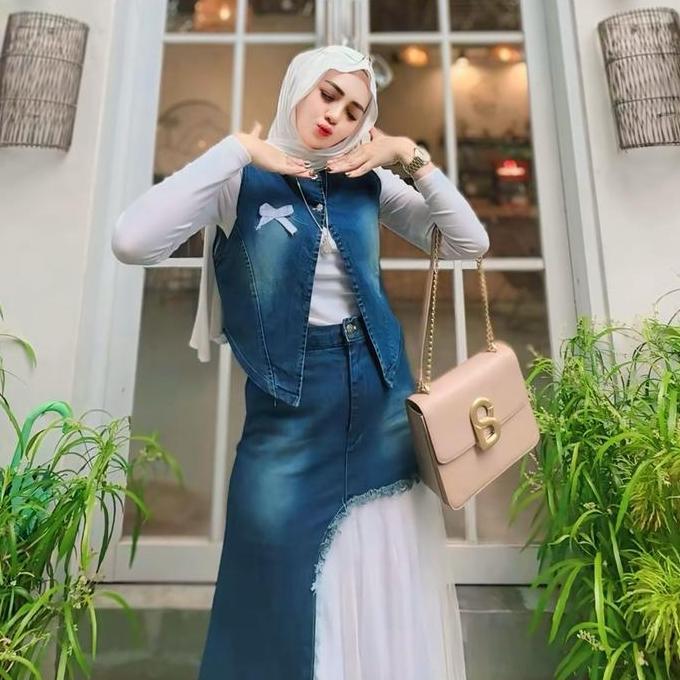 Oneset Jeans Raisa Rok Tile Kekinian Trendy