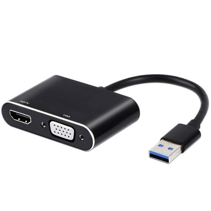 TERBARU Kabel Converter USB A 3.0 ke HDMI VGA Adapter 2in1 Laptop to Proyektor BISA GRAB