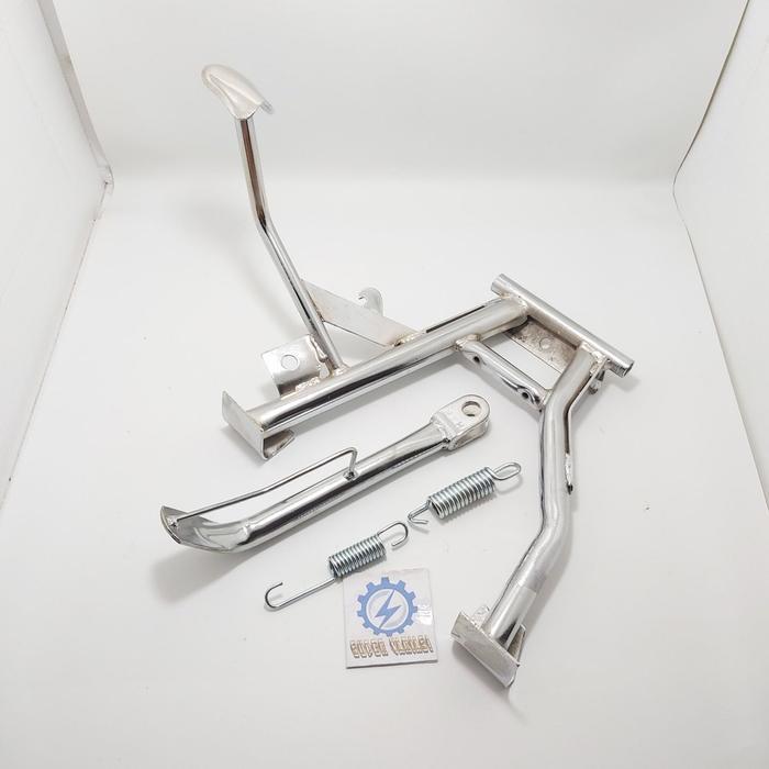 Standar Samping Ring 14 Chrome + Standar Dua, Cagak Tengah Ring 14 Chrome Universal Beat Scoopy Vari