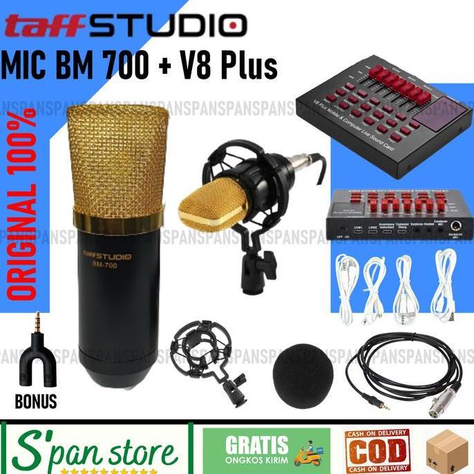 PROMO Paket Bm800 Soundcard V8 Original Taffware Termurah - V8 Plus BISA GRAB