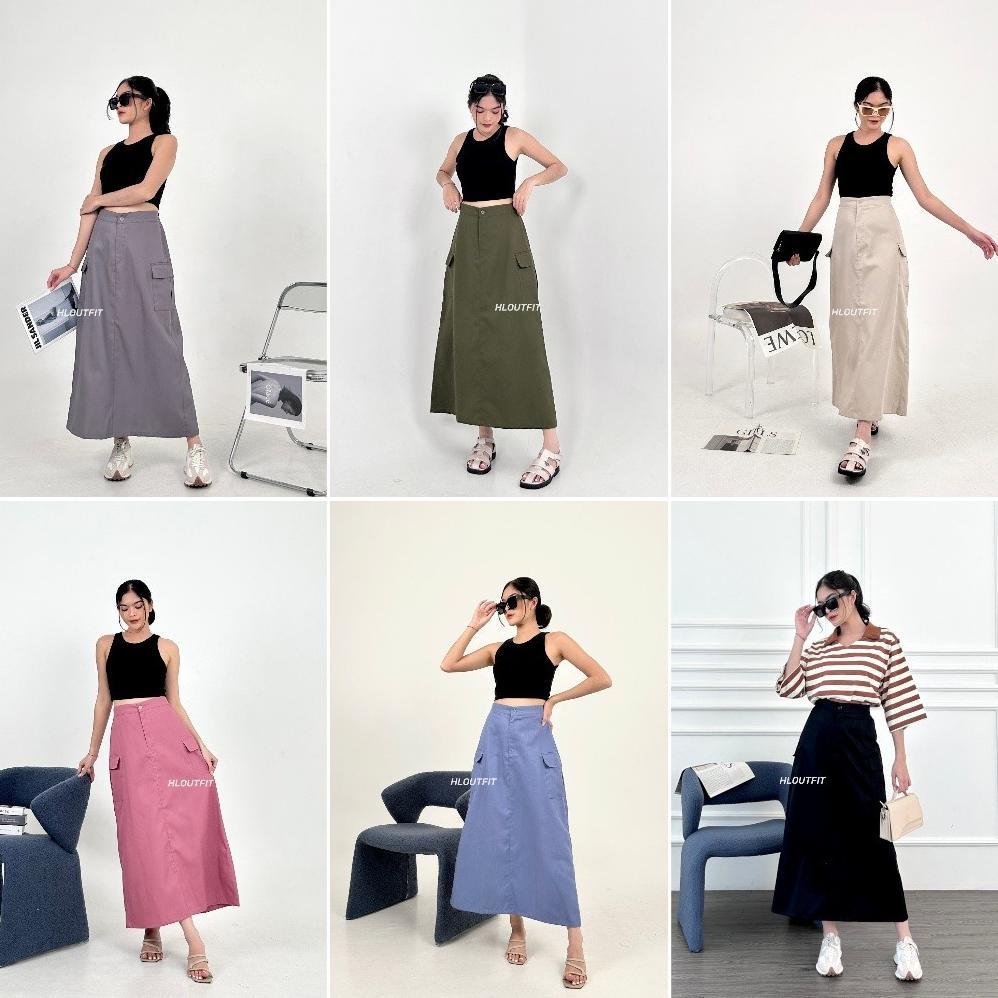 HL Highwaist Cargo Skirt- Rok Cargo Katun Korean Style Y2K (H Series)