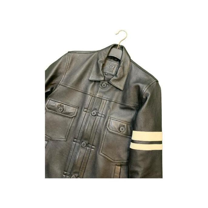 Jaket kulit motif trucker kulit domba asli