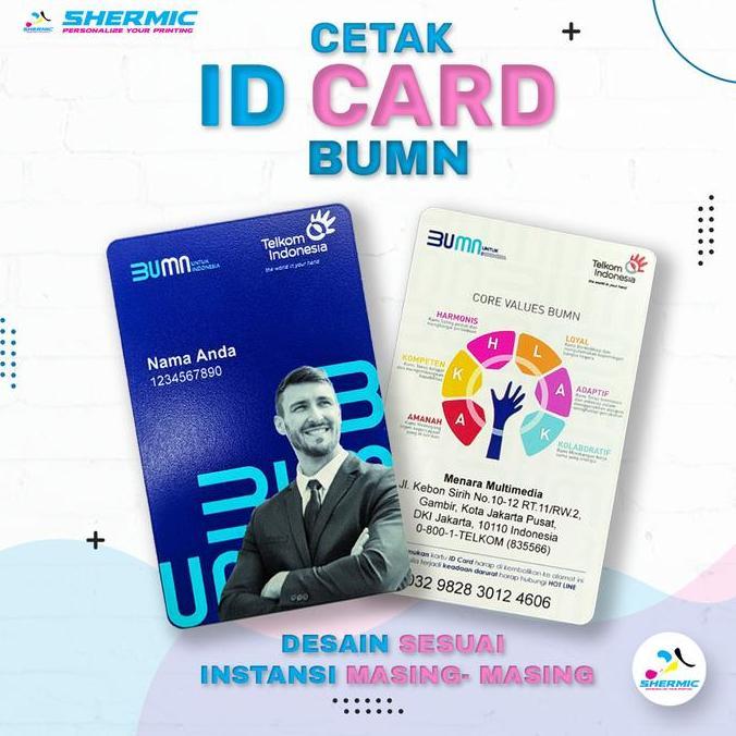 Cetak Custom Print UV DESAIN ID CARD BUMN NAME TAG PVC RFID E-TOLL