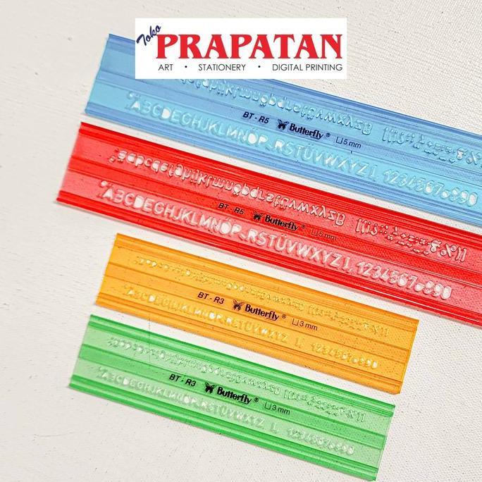 Penggaris Mal Huruf 3-8mm Butterfly BT-R3~BT-R8 | Stencil