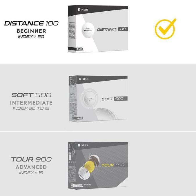 Decathlon INESIS Bola Golf Inesis Distance 100 isi 12pcs - Kuning - 8402428