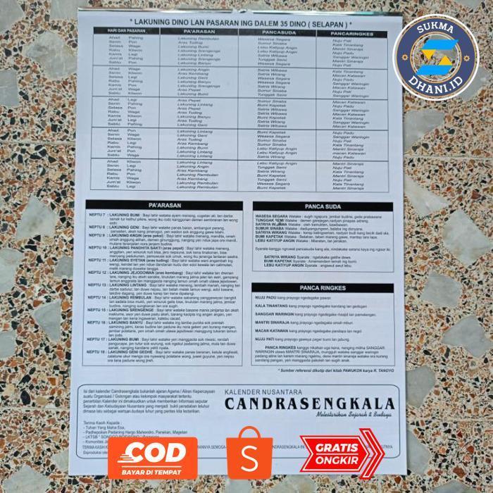 SUKMADHANI.ID KALENDER JAWA  2026 CANDRASENGKALA KALENDER KEJAWEN TANGGALAN JOWO MURAH