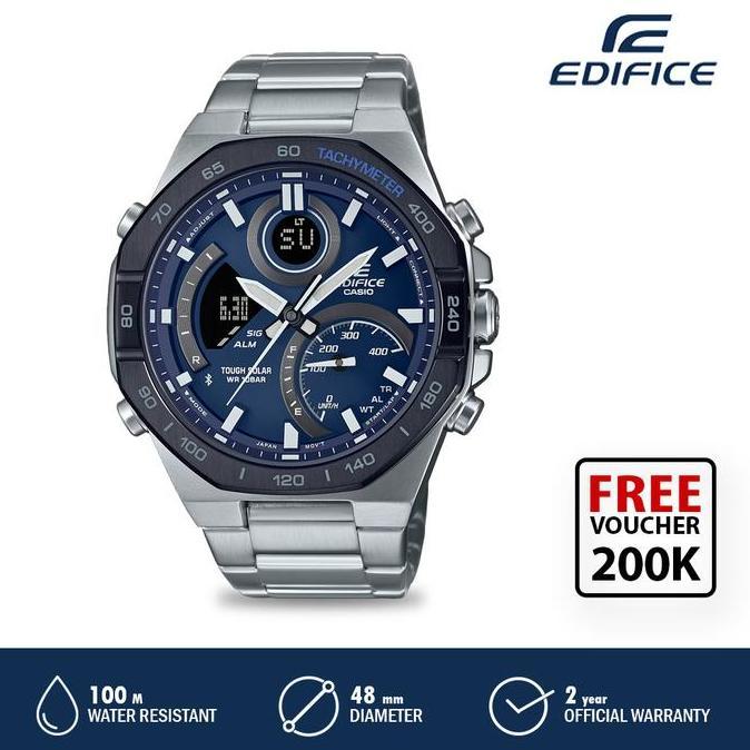 Casio Edifice Jam Tangan Analog Pria Original Ecb-950Db-2Adf