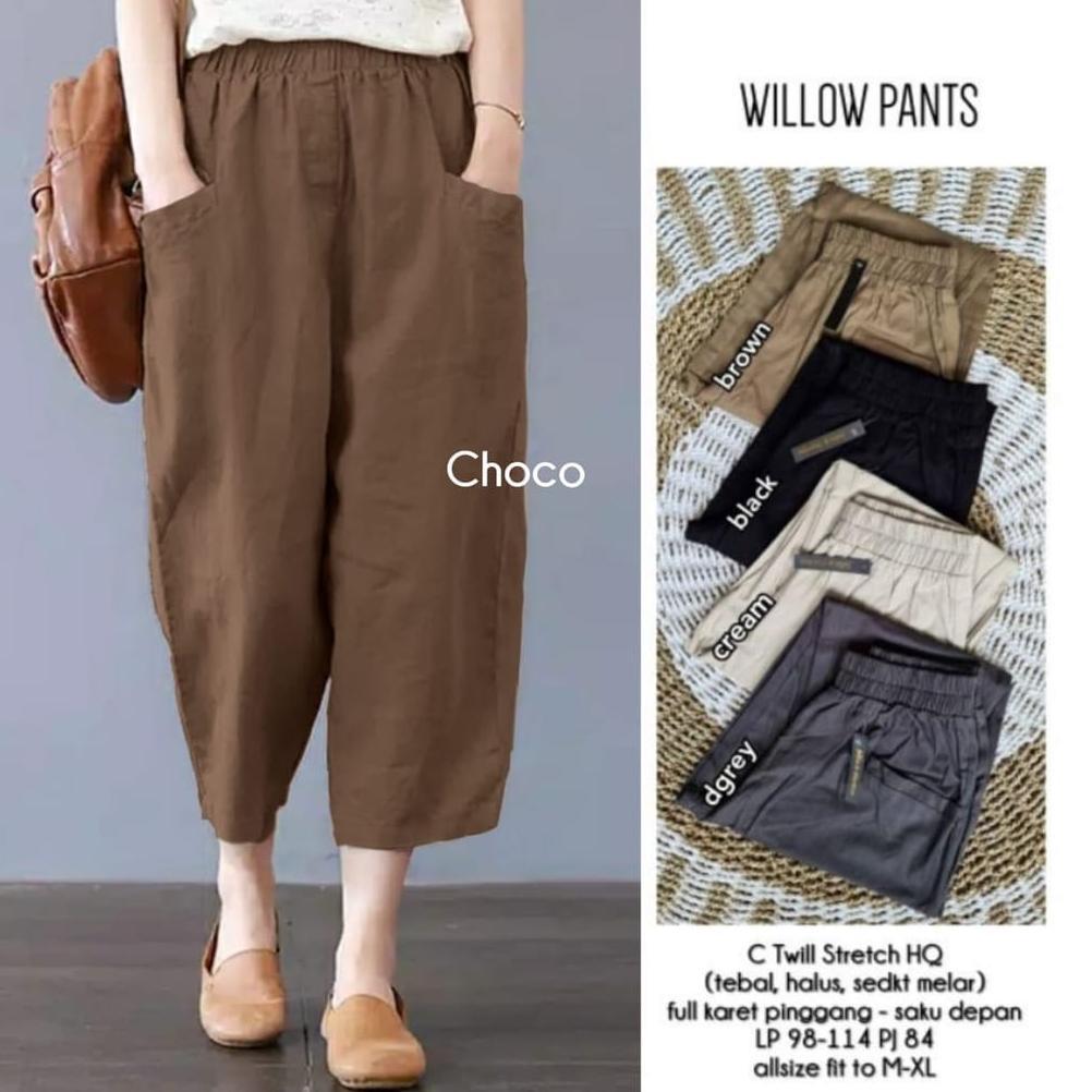 CELANA WANITA JUMBO PINGGANG KARET - SASHA CROP PANTS / CELANA KUREA TERBARU