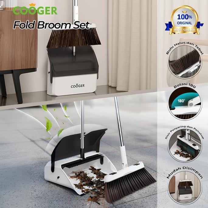 COOGER Sapu Lantai Alat Pembersih Lantai Sapu Pengki Set Kuat Ringan Tidak Mudah Rontok
