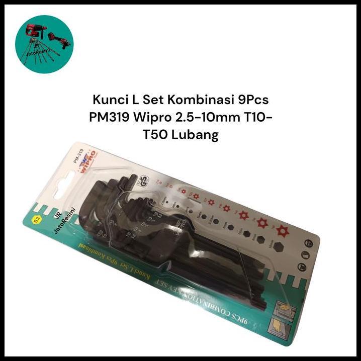 GRATIS ONGKIR KUNCI L SET KOMBINASI 9PCS PM319 WIPRO 2.5-10MM T10-T50 LUBANG KUNCI L HEXAGON KUNCI L