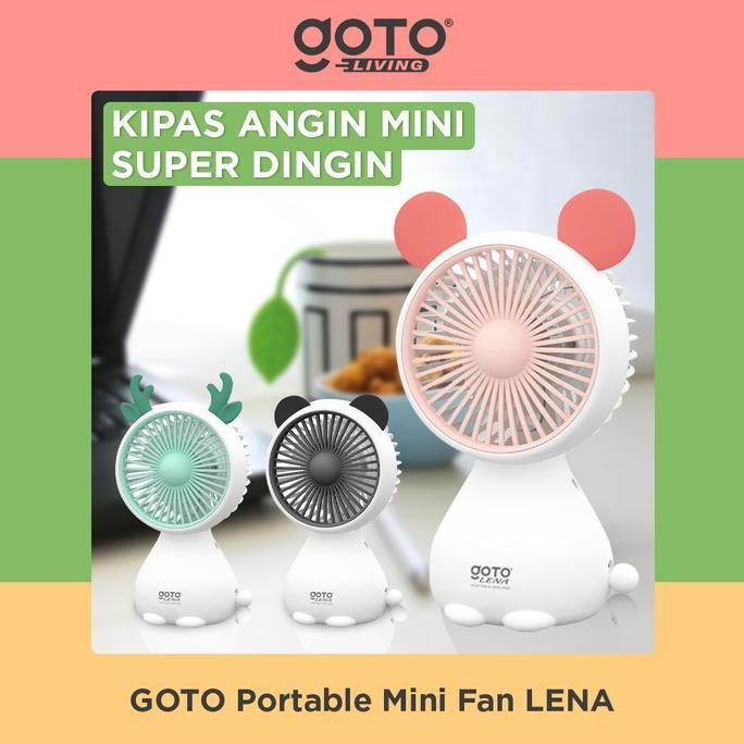 CAVARA Goto [COD] Lena Kipas Angin Kecil Karakter Mini Fan Duduk Meja Portable USB