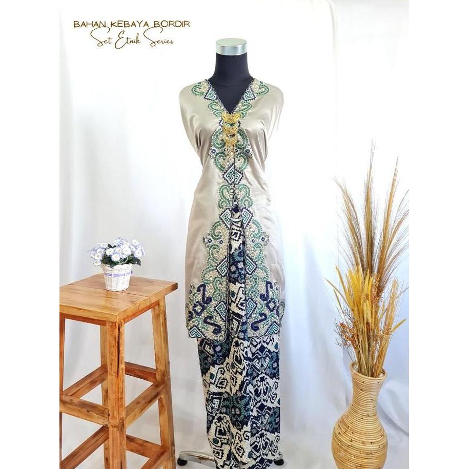 Berkualitas Bahan Setelan Kebaya Bordir Etnik + Bawahan Batik Series Etnik Series