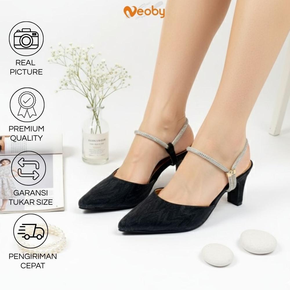 Neoby PEVITA heels wanita gliter bling mewah untuk pesta kondangan bridesmaid canti hak tinggi elega