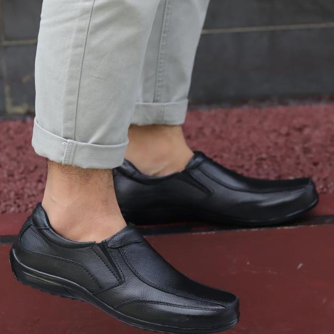 Sepatu Pria Pantofel Kerja Formal Kulit Sapi Asli Kasual handmade Cibaduyut Shoes Hitam Fantofel