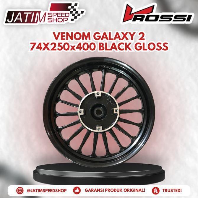 VELG VROSSI GALAXY VENOM 2 BLACK GLOSSY 14x250/400 PALANG 18 RING 14 Original