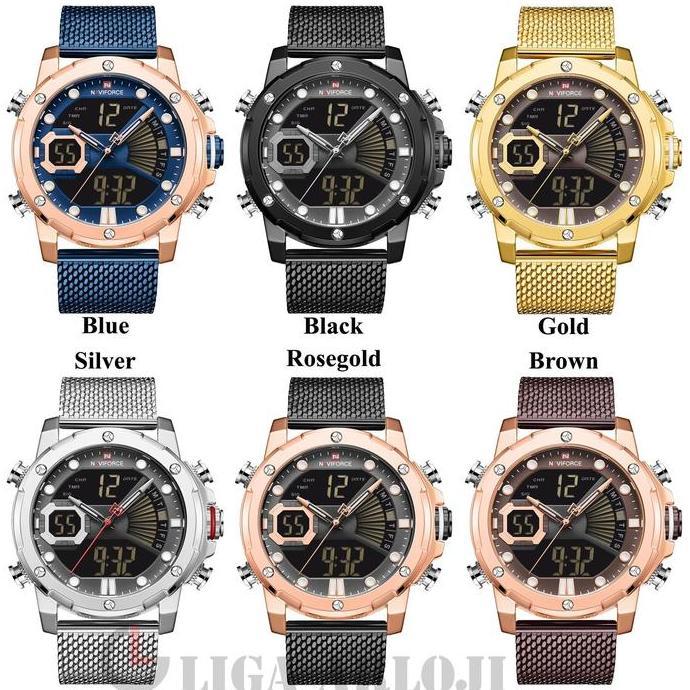 Naviforce Double Time Rantai Pasir - Jam Tangan Pria - 9172 - Original