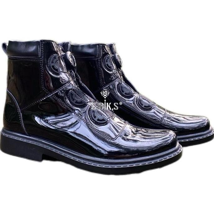 Sidiks Sepatu pdh lantas terbaru hitam mengkilap  tali putar
