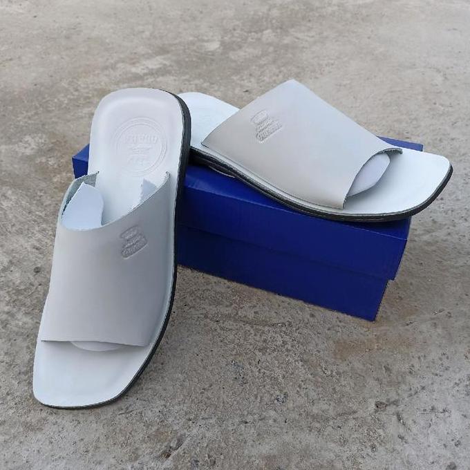 Sendal kulit putih / sandal kulit asli / sandal full kulit asli Pria Sendal Pria Sendal