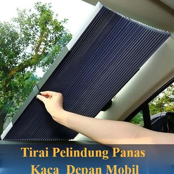 Penutup Tirai Pelindung Panas Kaca Depan Mobil Sun Shield Portable Asli