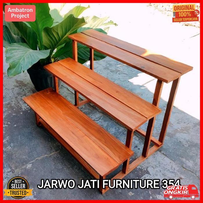 Original Rak Pot Bunga Aesthetic Kayu Jati (Panjang 1M)