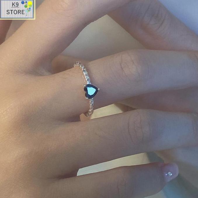 Cincin Twisted Ring Batu Hitam Adjsutable Cincin Fashion Wanita