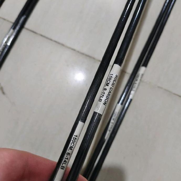 bahan carbon solid blank joran label putih 100 120 150 cm solid carbon kilap