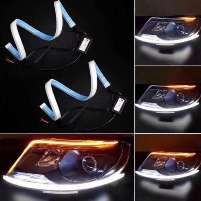 DRL Fleksibel Karet Headlamp Running Sein 60cm Sepasang