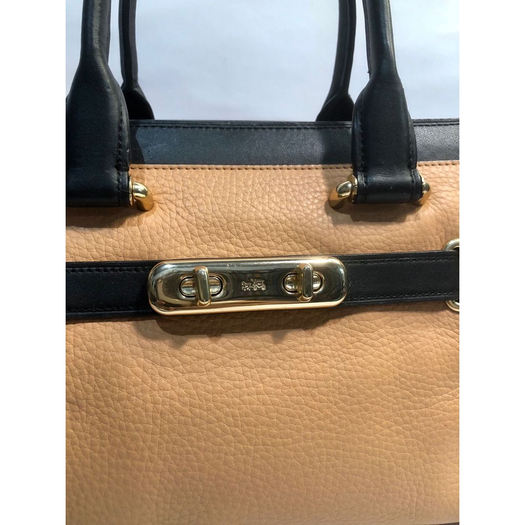 Coach Vintage Swagger 27 Tanpa Talpan in Colorblock warna Aprikot Multicolor Suede Mix Tas Kulit Asl