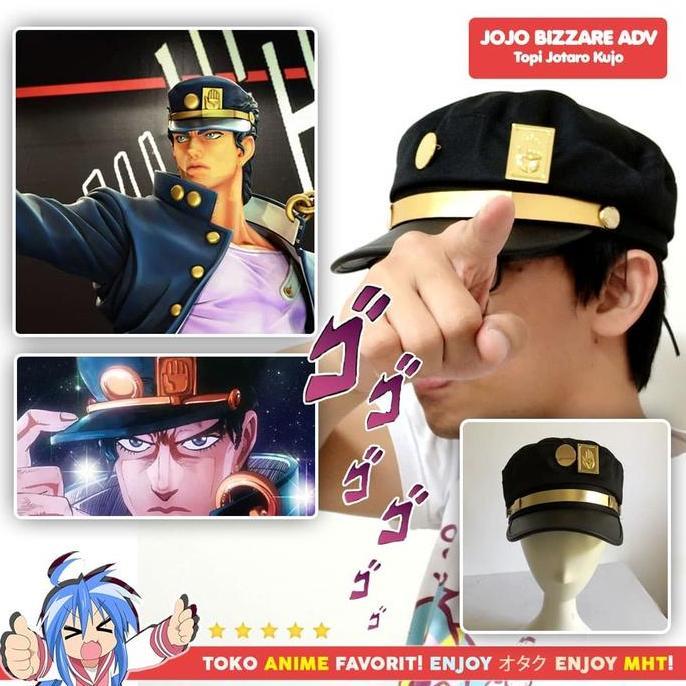 Topi Anime Jojo's Bizarre Adventure Jotaro Kujou Army Military Cosplay