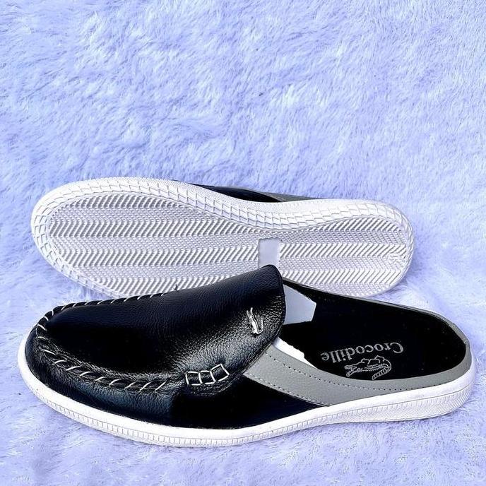 SEPATU SANDAL PRIA FULL KULIT SAPI BUSTONG KANTORAN KERJA SANTAI Kasual Hitam Sendal Coklat Karet Sh