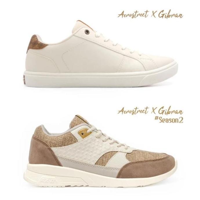 Sepatu Aerostreet X Gibran Batik Putih Emas