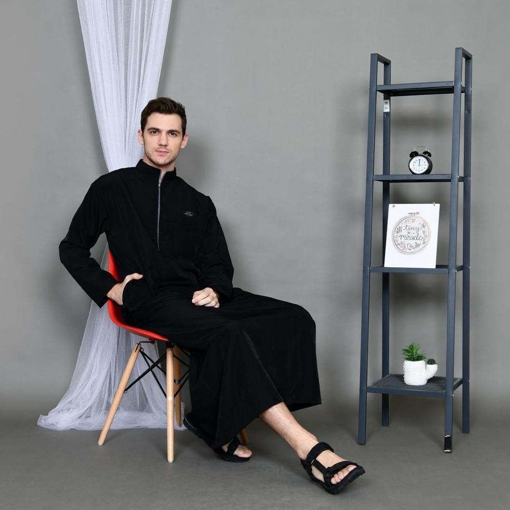 PROMO Jubah Khaleed Pria - Jubah Katun Toyobo Premium - Gamis Pria Dewasa Hitam Polos- Gamis Pria Te