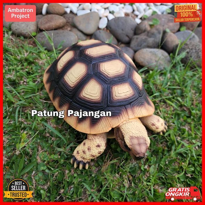 Murah Patung Kura Kura Sulcata Tortoise Turtle Statue Kura2 Dekorasi Hiasan Kolam Taman