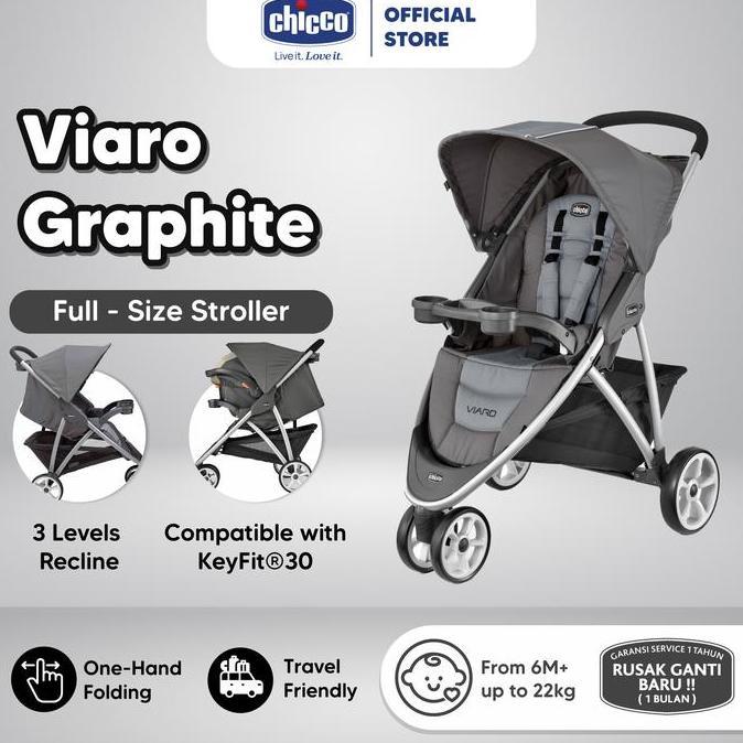TERBARU Chicco Stroller Viaro - Graphite / Kereta Dorong Bayi / Kereta Bayi / Stroller Baby / Stroll