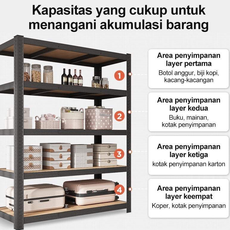 Rak Besi Siku 3/4/5/6 Susun Rak Gudang Rak Susun Besi Serbaguna Rak Susun Besi Lubang Rak Customized