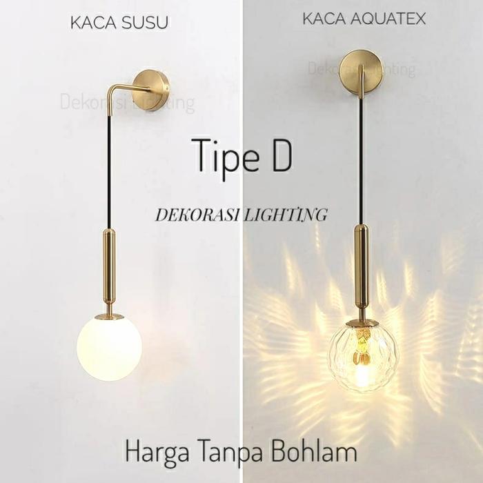 lampu dinding gold kaca minimalis modern